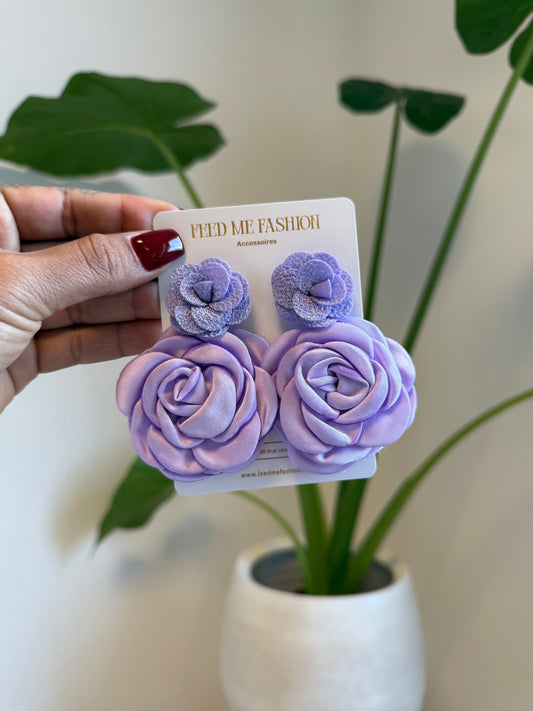 Oorbellen bloemen lila