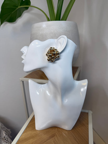Oorbellen tros balletjes goud