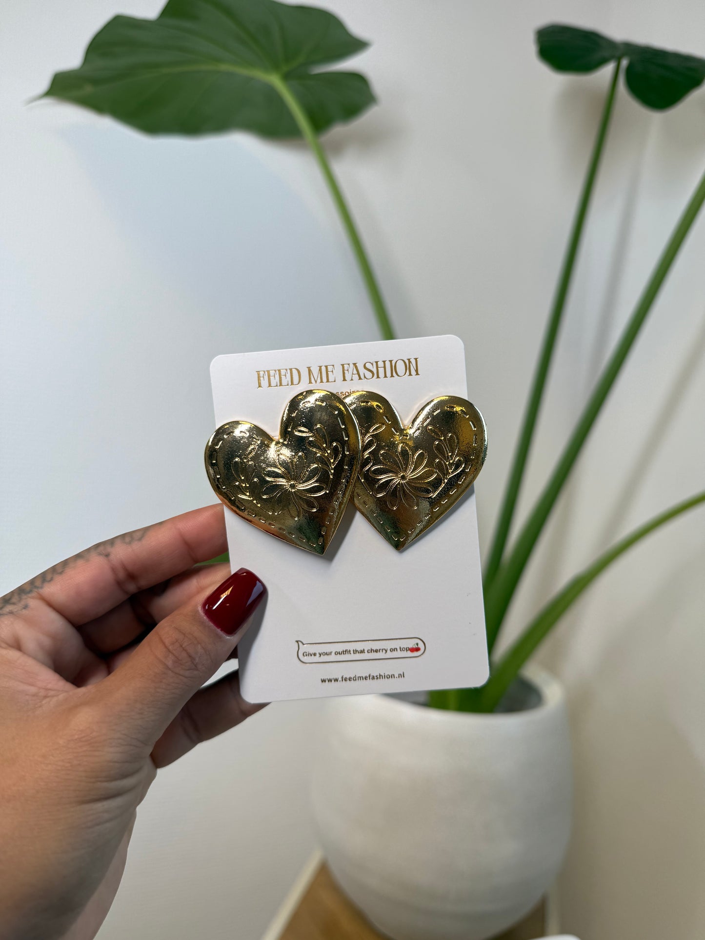 Oorbellen statement hart goud