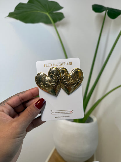 Oorbellen statement hart goud