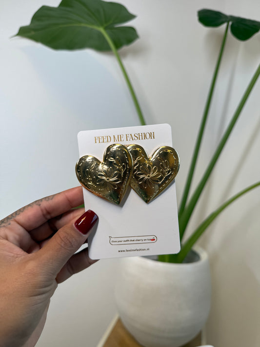 Oorbellen statement hart goud