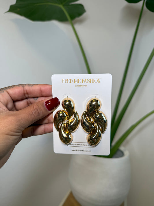Oorbellen statement swirl goud