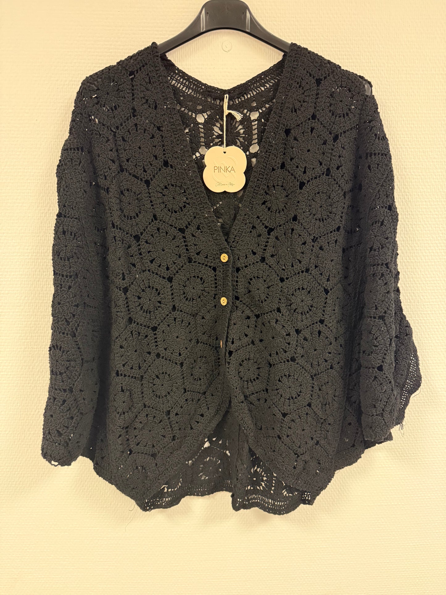 Crochet butterfly top black