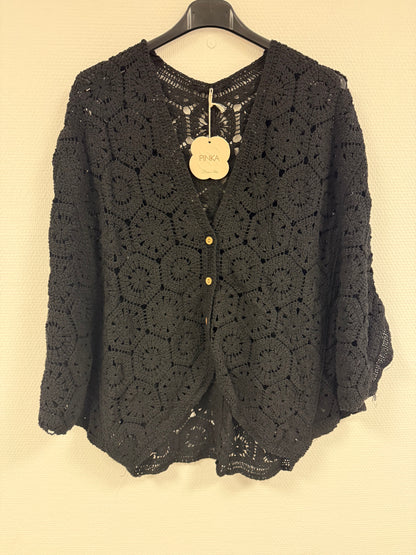 Crochet butterfly top black