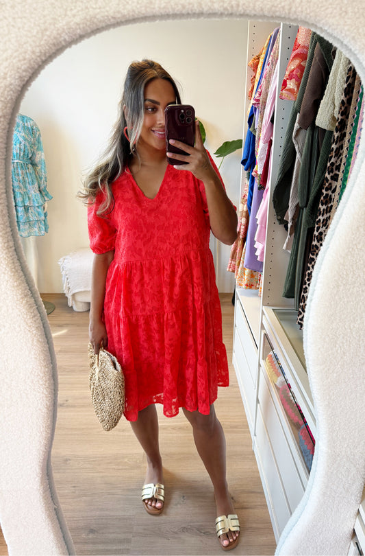 Vivianna flower dress coral/orange
