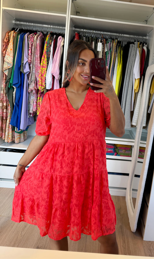 Vivianna flower dress coral/orange