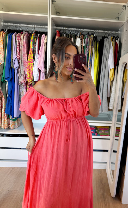 Maya maxi dress soft glitter coral