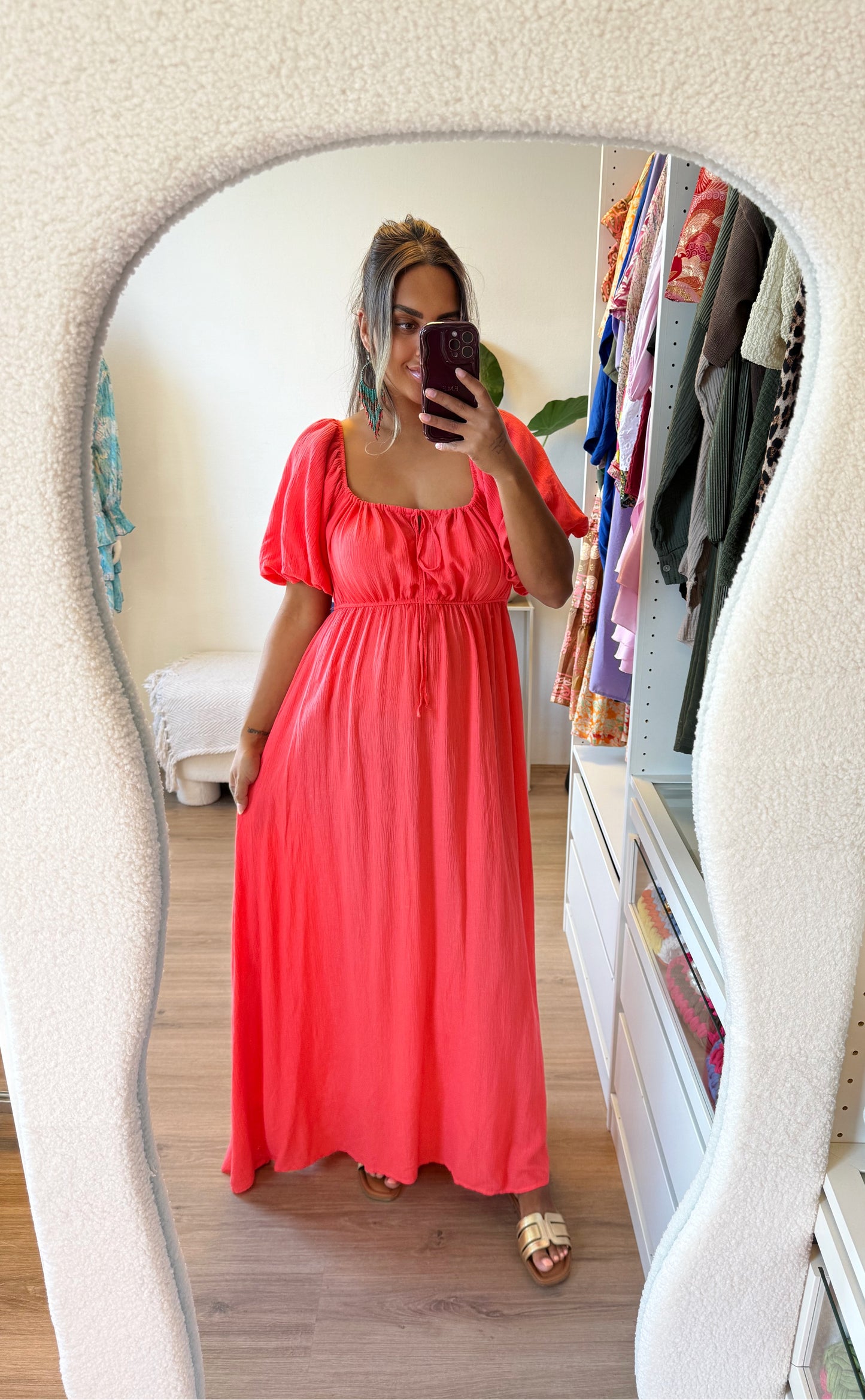 Maya maxi dress soft glitter coral