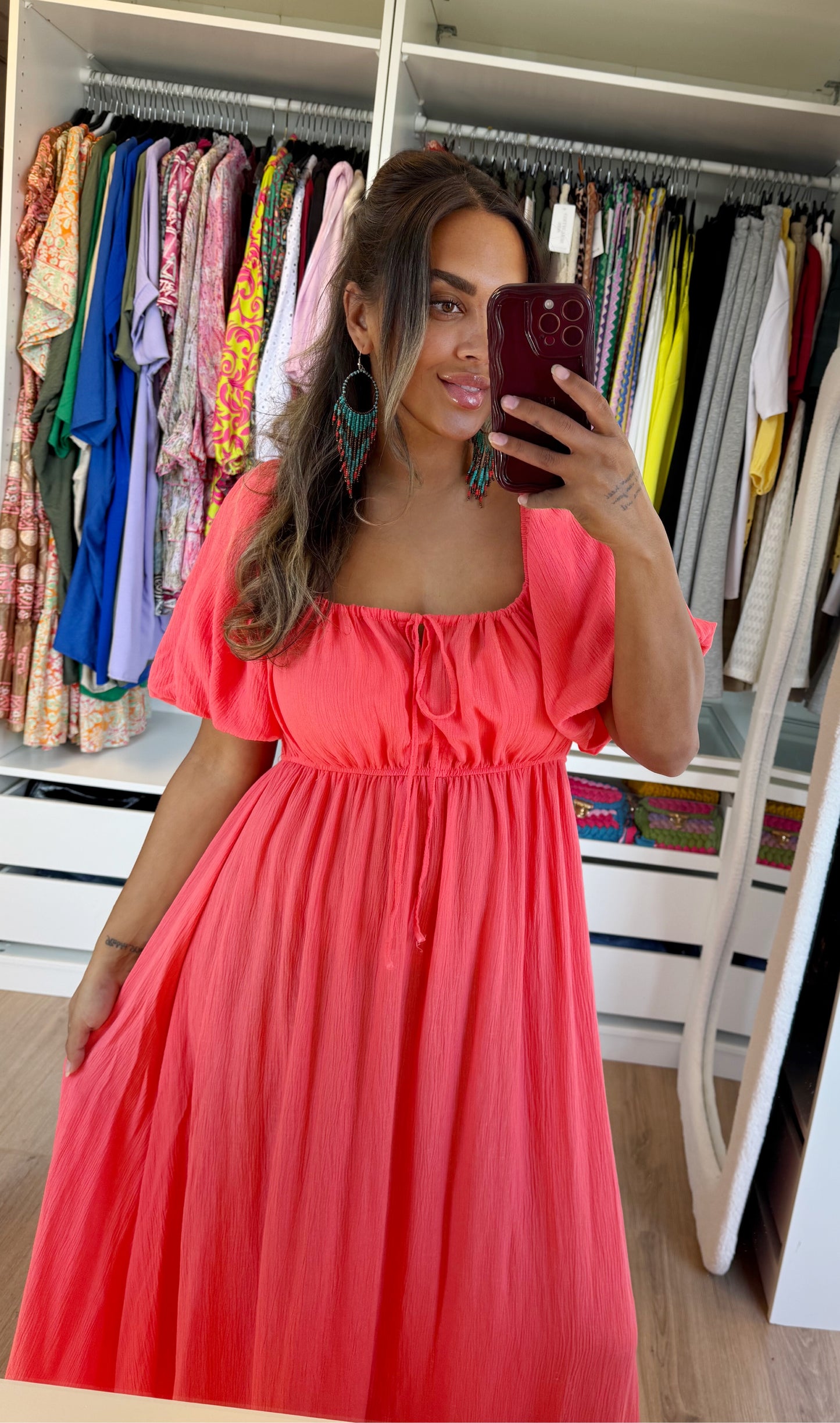 Maya maxi dress soft glitter coral