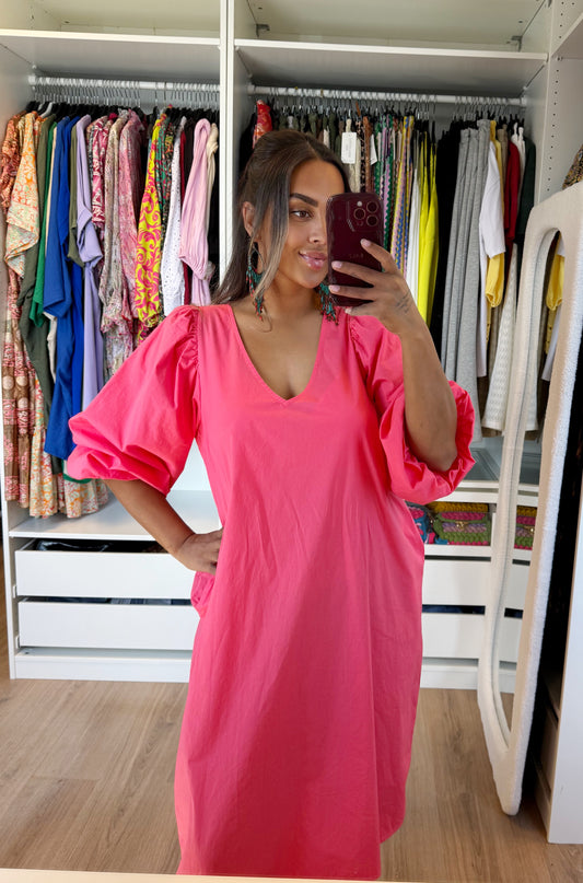 Belle blouse dress midi coral/pink