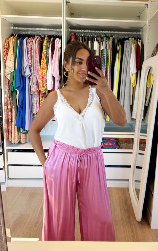 Summer silky pants pink