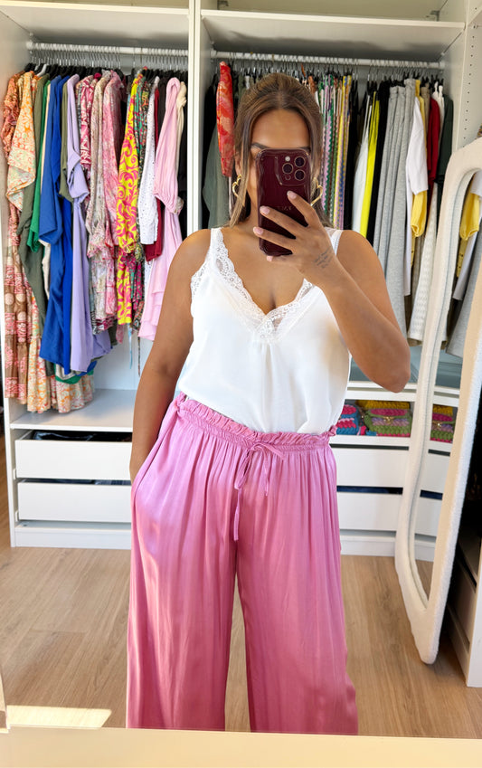 Summer silky pants pink