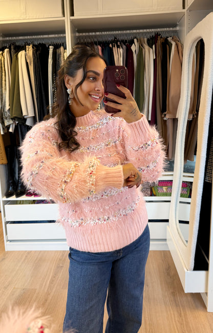 Fluffy sweater lichtroze
