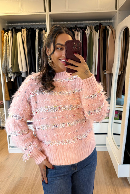 Fluffy sweater lichtroze