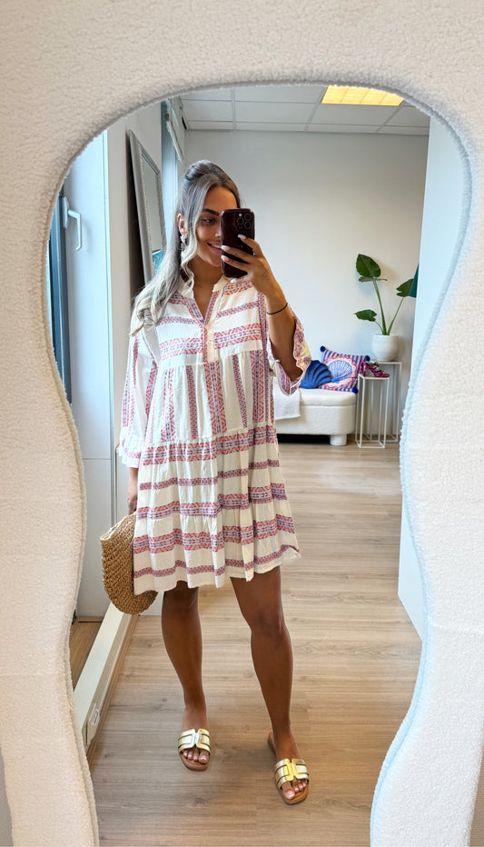 Cotton aztec dress purple & gold