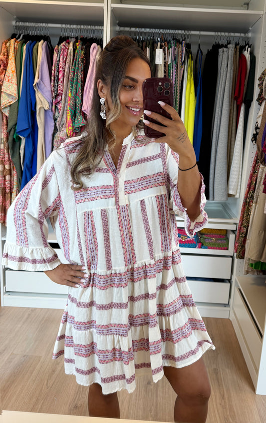 Cotton aztec dress purple & gold