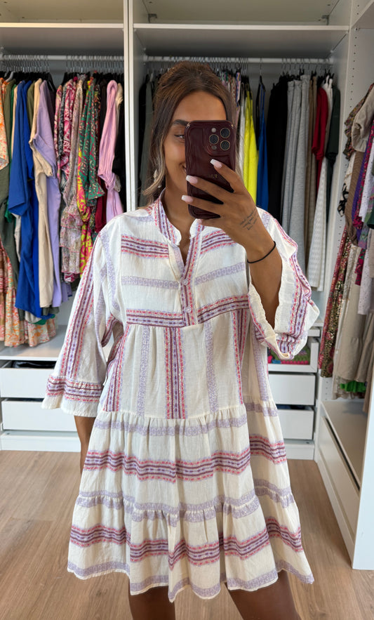 Cotton aztec dress purple & Lila & gold