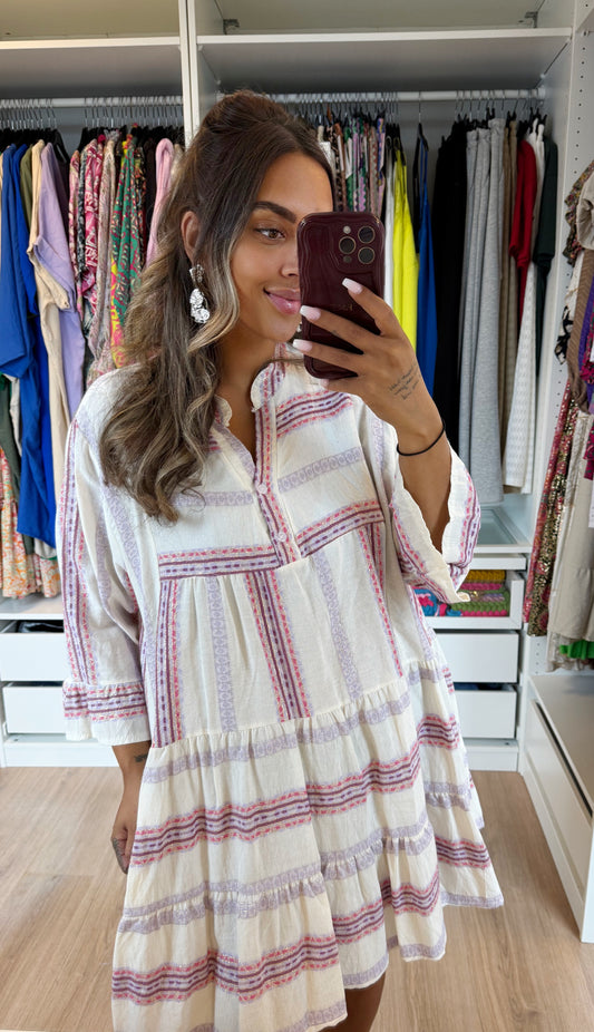 Cotton aztec dress purple & Lila & gold