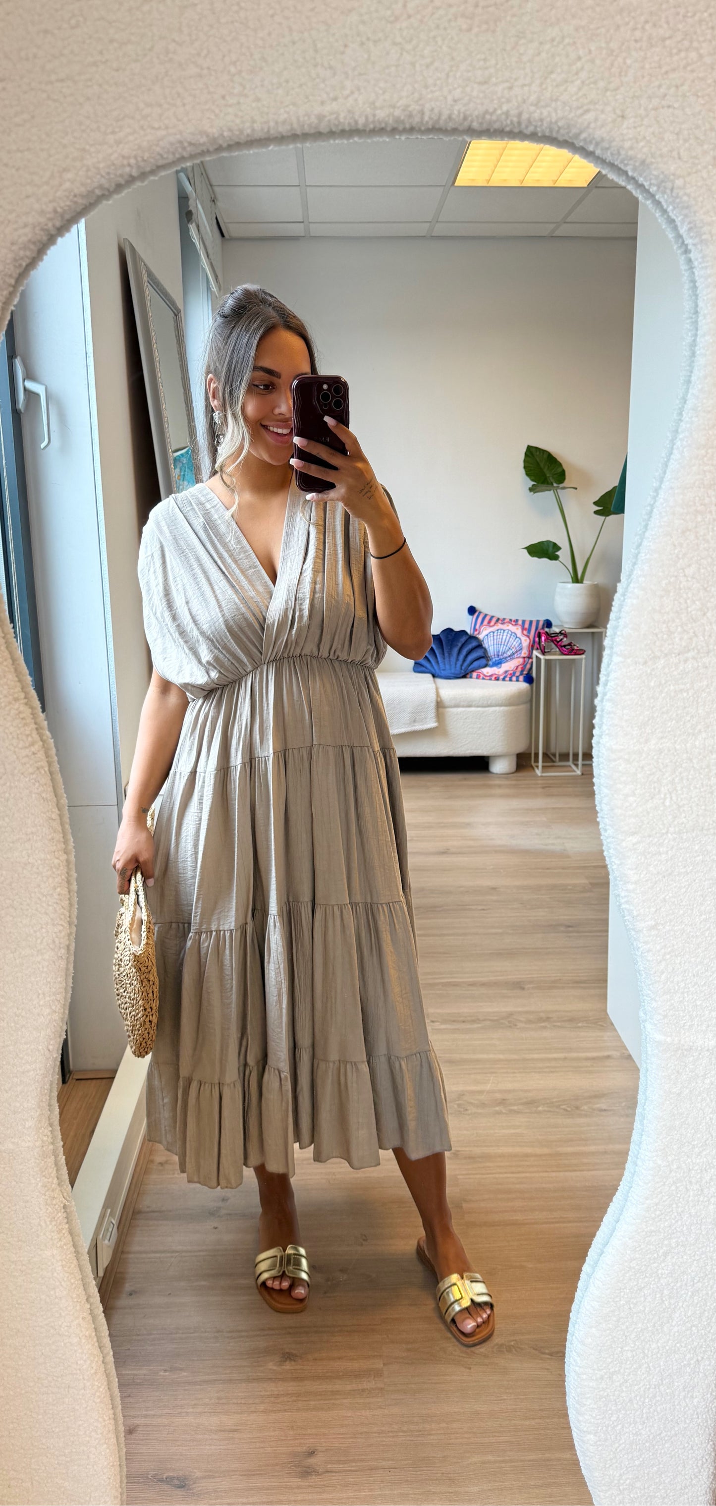 Lorena midi dress taupe