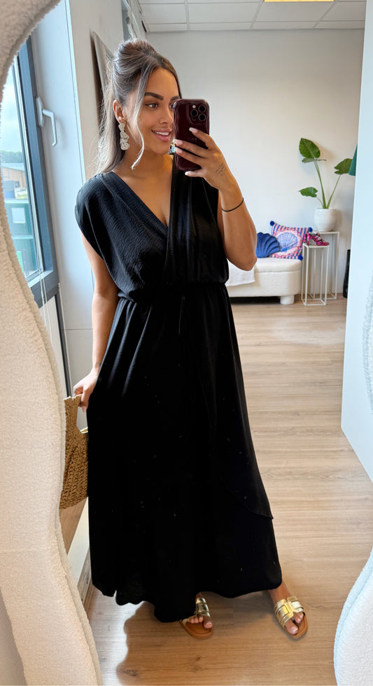 Whitney waterfall maxi dress black
