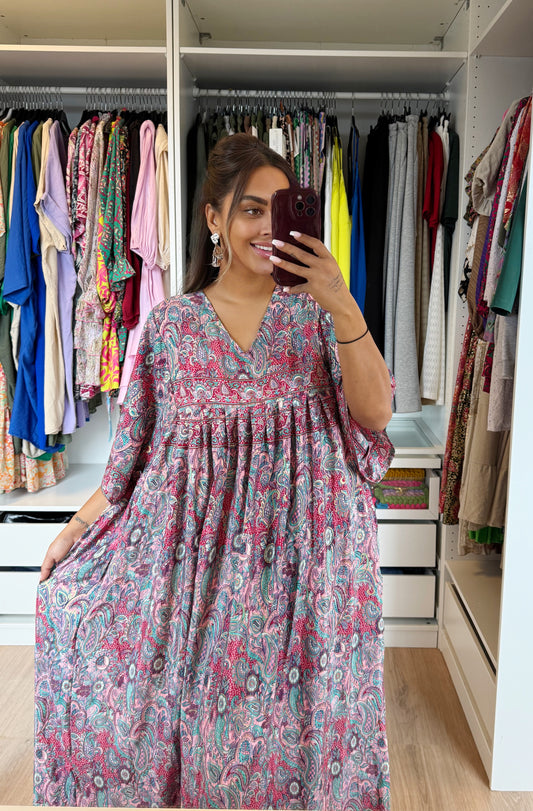 Indra paisley maxi dress pink