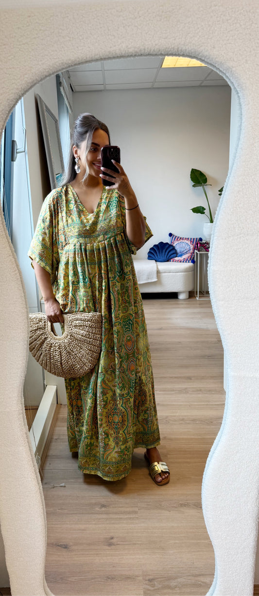 Indra paisley maxi dress green