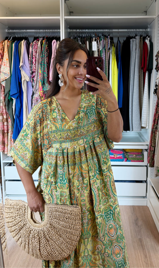 Indra paisley maxi dress green