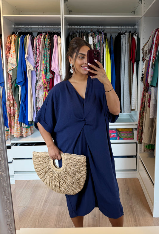 Kayla knot dress navy