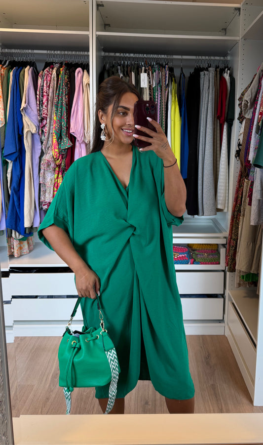 Kayla knot dress bright green