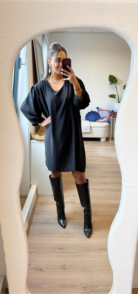 Bliss basic balloon dress black
