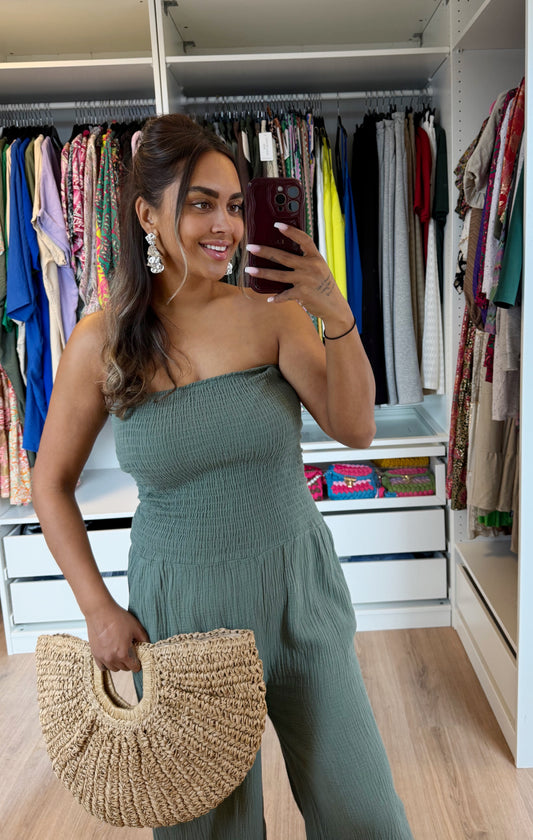 Jaily jumpsuit strapless army