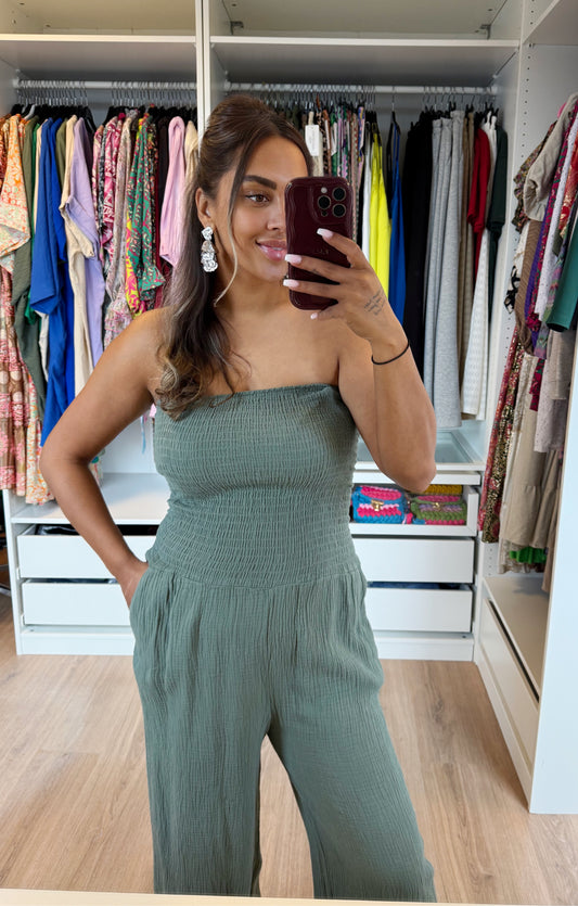 Jaily jumpsuit strapless army