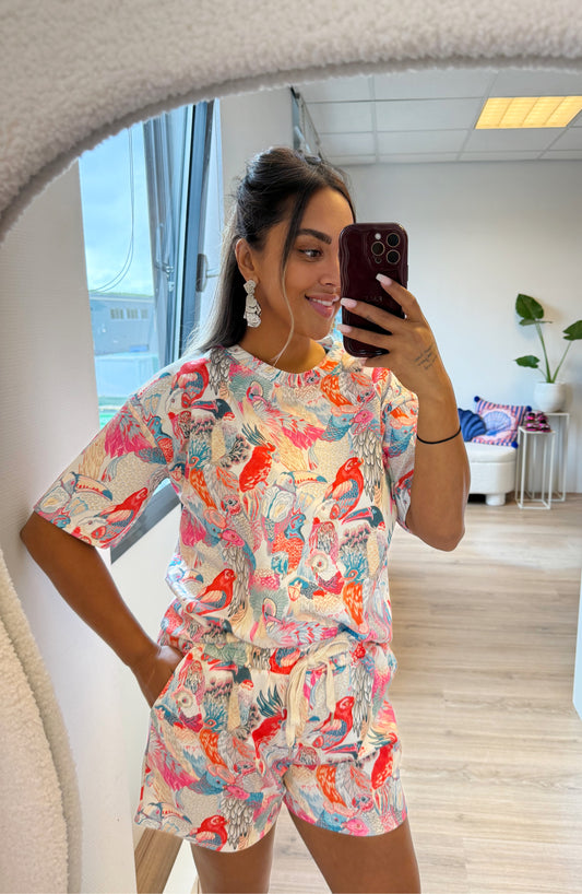 Paige parrot two piece set pink