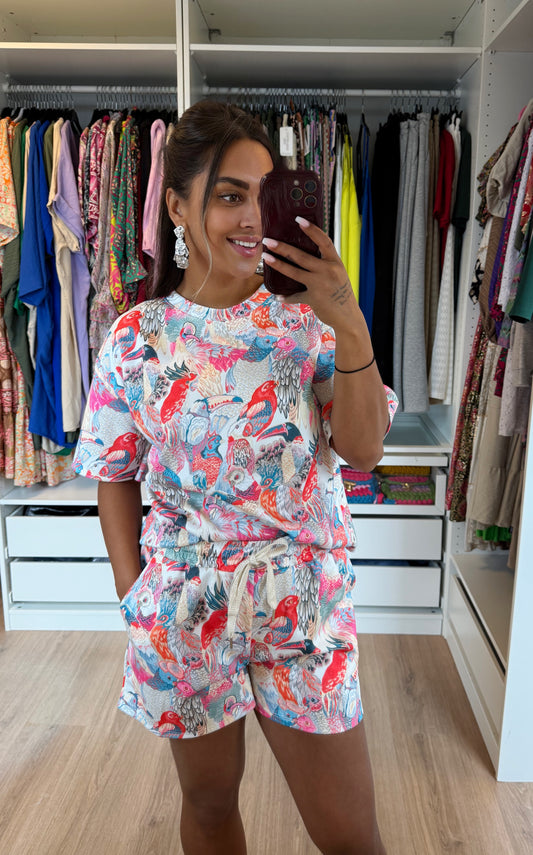 Paige parrot two piece set pink
