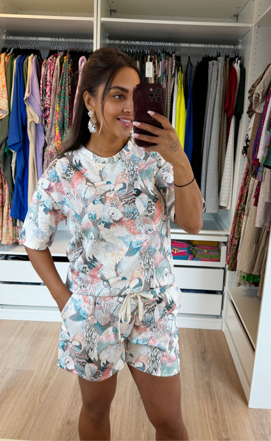 Paige parrot two piece set blue