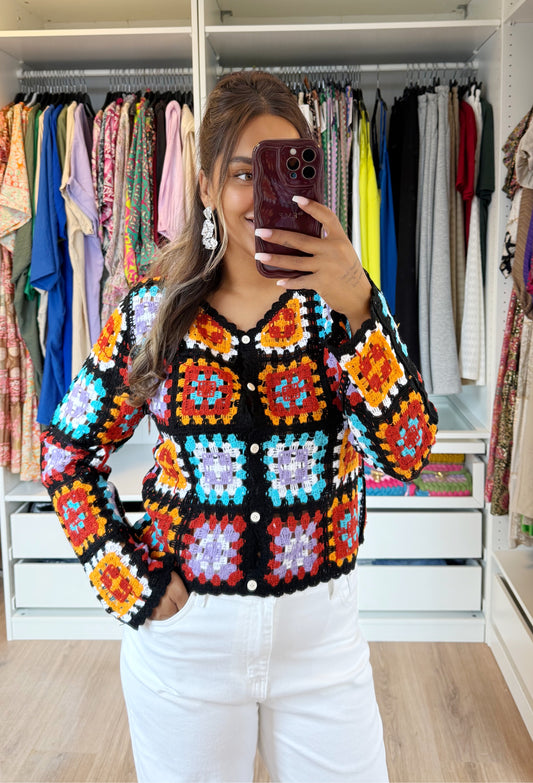 Cassie crochet top/vest black