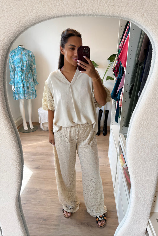 Leah lace pants beige
