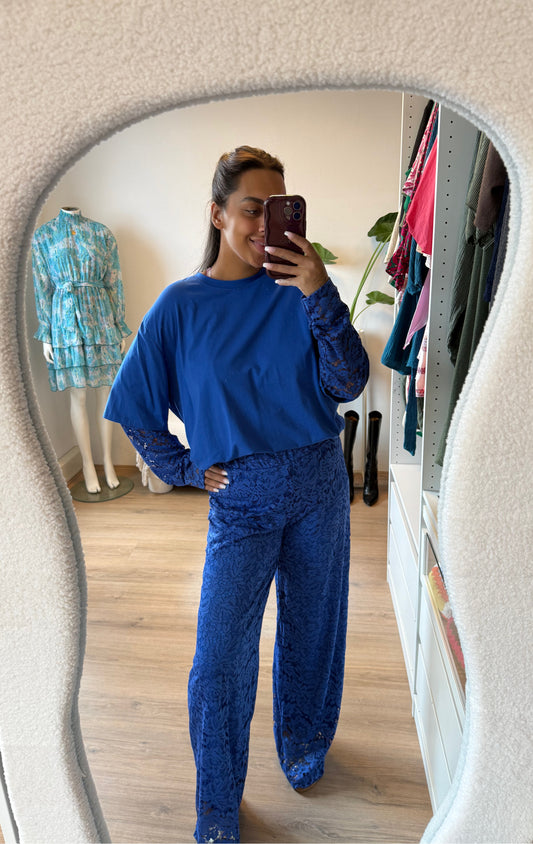Leah lace pants kobalt
