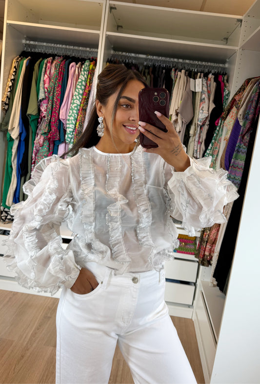 Romée ruffle blouse white