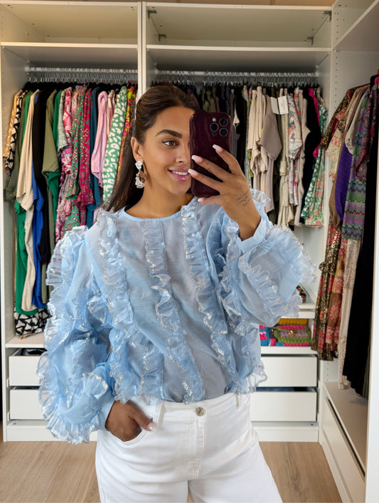 Romée ruffle blouse iceblue