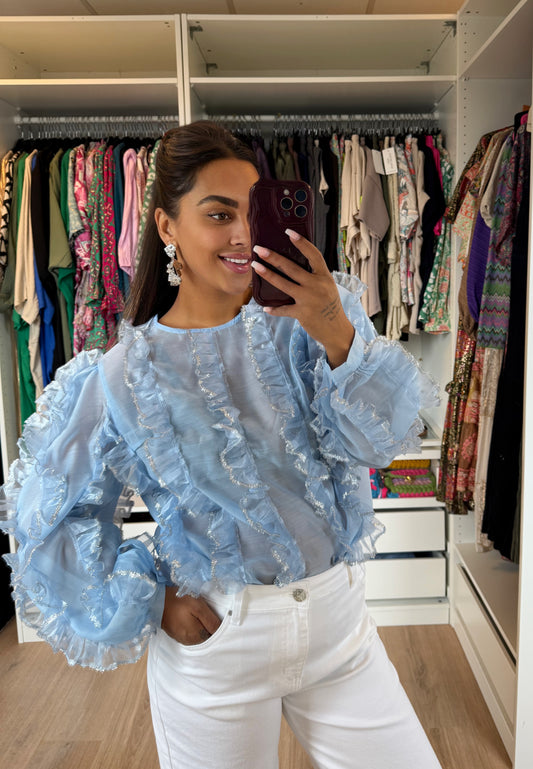 Romée ruffle blouse iceblue