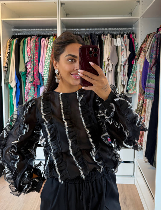 Romée ruffle blouse black