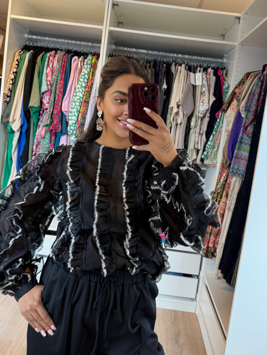 Romée ruffle blouse black