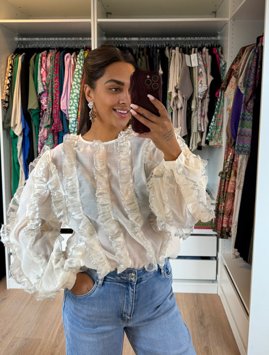 Romée ruffle blouse champagne