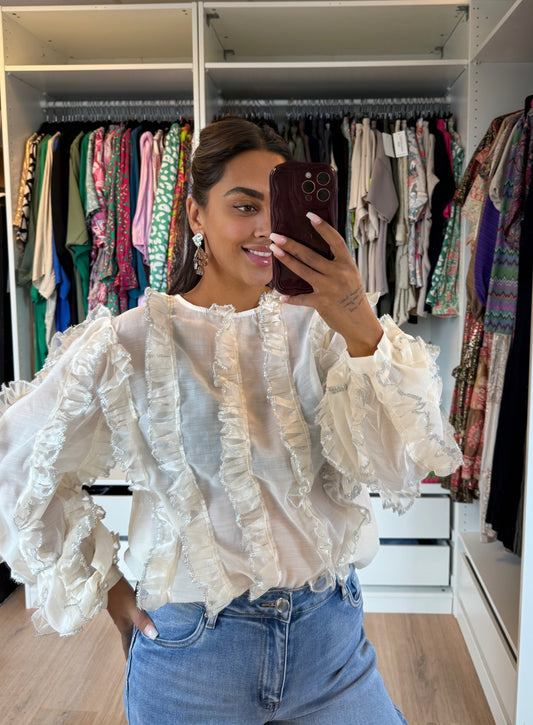 Romée ruffle blouse champagne