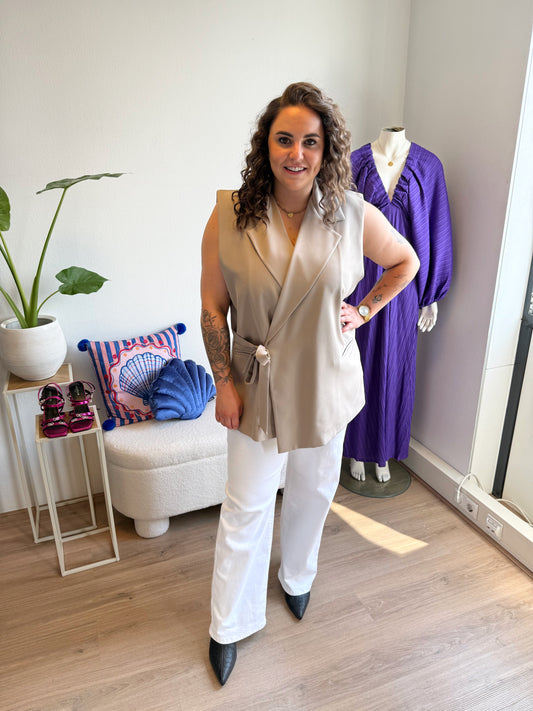 Charlotte bow gilet taupe