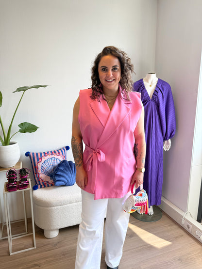 Charlotte bow gilet pink