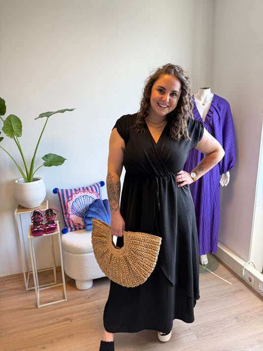 Whitney waterfall maxi dress black