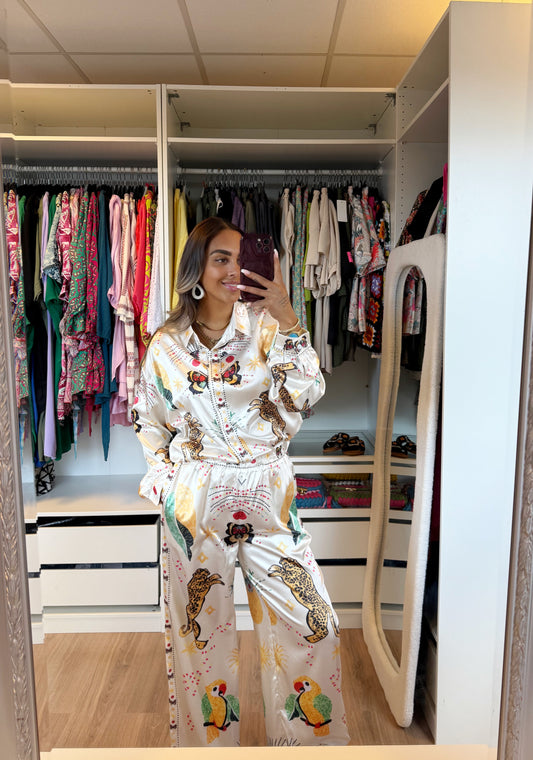 Silky jungle two piece offwhite