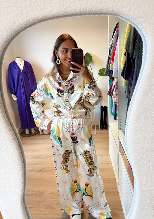 Silky jungle two piece offwhite